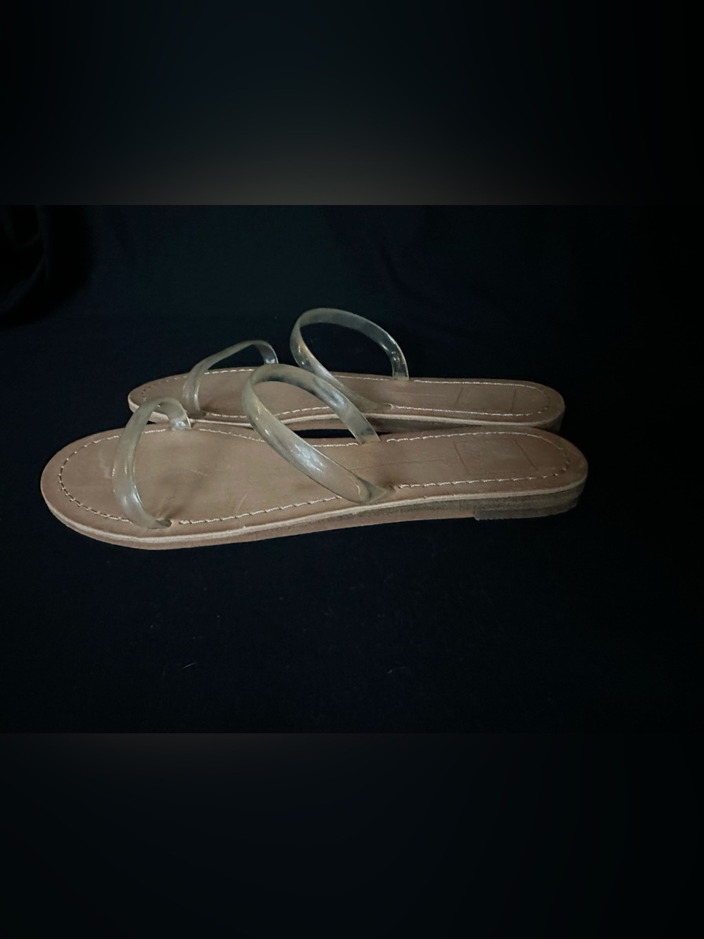 Dolce Vita Clear-Strap Tan Slide Sandals 8 - Picture 8 of 14